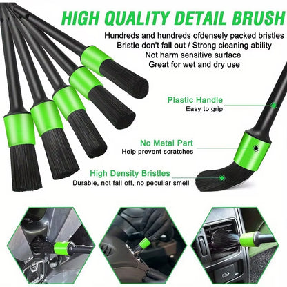 13PCS Green Car Detailing Brush Set Car Detailing Cleaning Kit Car Detailing Tools Kit Suitable for Cleaning the Interior